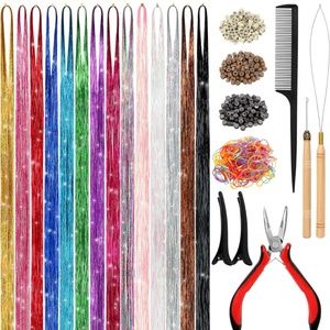 Hair Tinsel Kit (48 Inch,14 Colors, 3500 strands)
